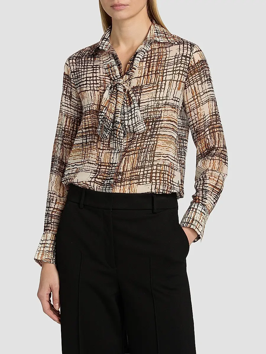 Kiton Women's Silk Printed Chiffon Shirt | Thumbnail 3 Kiton Women's Silk Printed Chiffon Shirt | Thumbnail 3