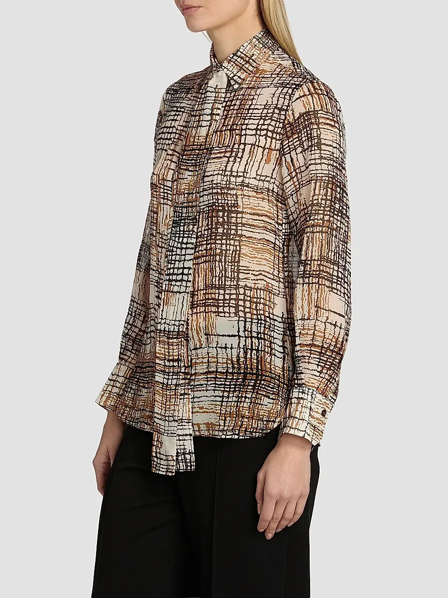 Kiton Women's Silk Printed Chiffon Shirt | Thumbnail 4 Kiton Women's Silk Printed Chiffon Shirt | Thumbnail 4