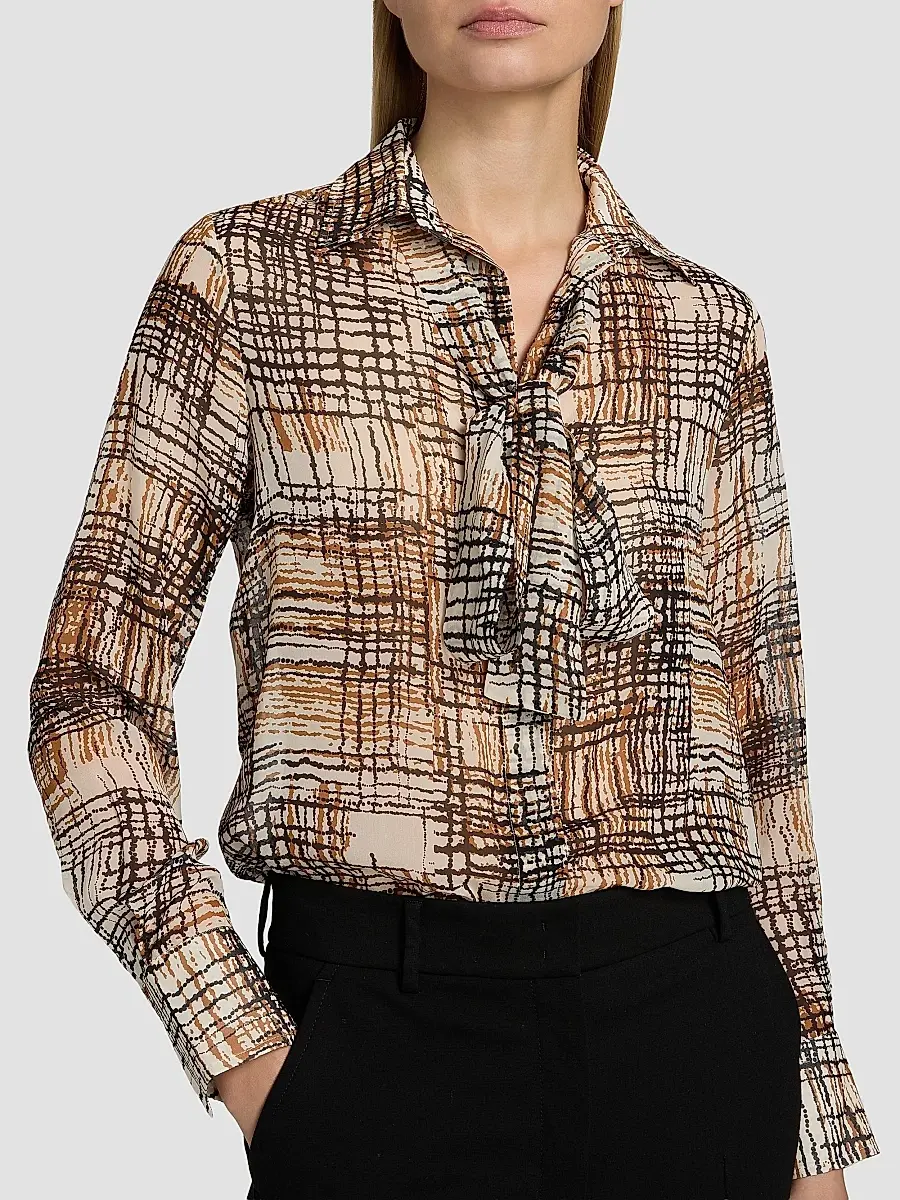 Kiton Women's Silk Printed Chiffon Shirt | Thumbnail 6 Kiton Women's Silk Printed Chiffon Shirt | Thumbnail 6