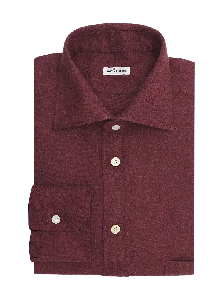 Kiton Men's Cotton Flannel Classic-Fit Dress Shirt | Image 1 Kiton Men's Cotton Flannel Classic-Fit Dress Shirt | Image 1
