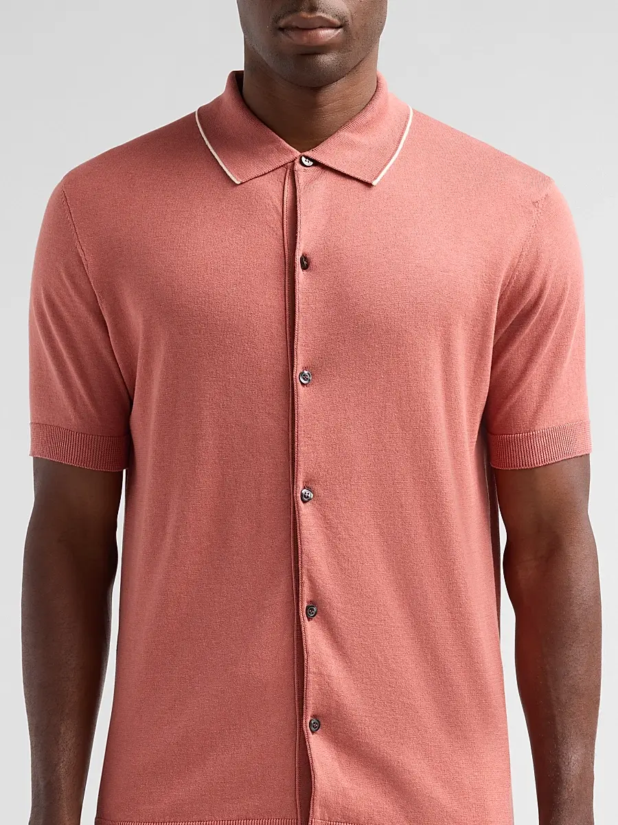 Saks Fifth Avenue Men's Cotton-Silk Knit Tipped-Collar Sweater | Thumbnail 5 Saks Fifth Avenue Men's Cotton-Silk Knit Tipped-Collar Sweater | Thumbnail 5