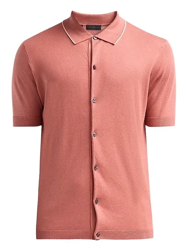 Saks Fifth Avenue Men's Cotton-Silk Knit Tipped-Collar Sweater