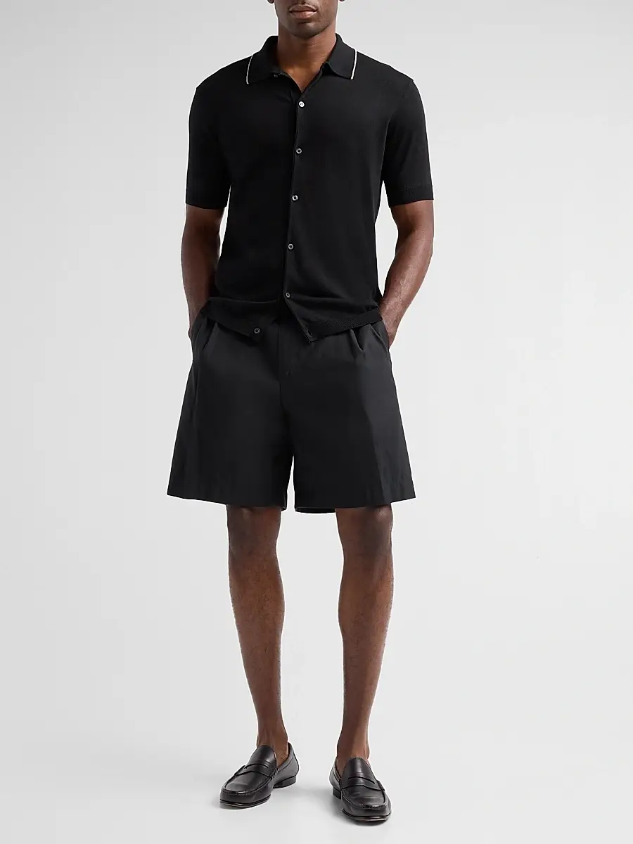 Saks Fifth Avenue Men's Cotton-Silk Knit Tipped-Collar Sweater | Thumbnail 2