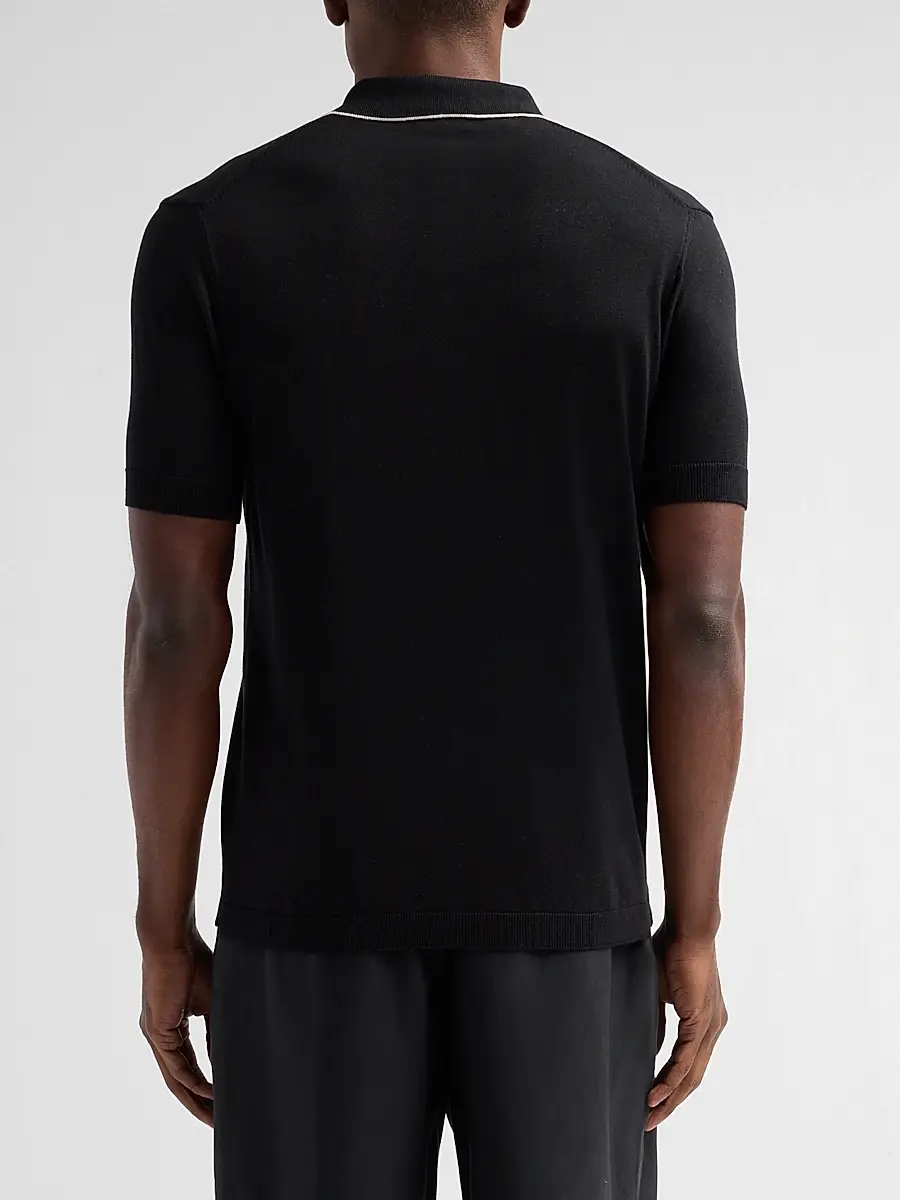 Saks Fifth Avenue Men's Cotton-Silk Knit Tipped-Collar Sweater | Thumbnail 3