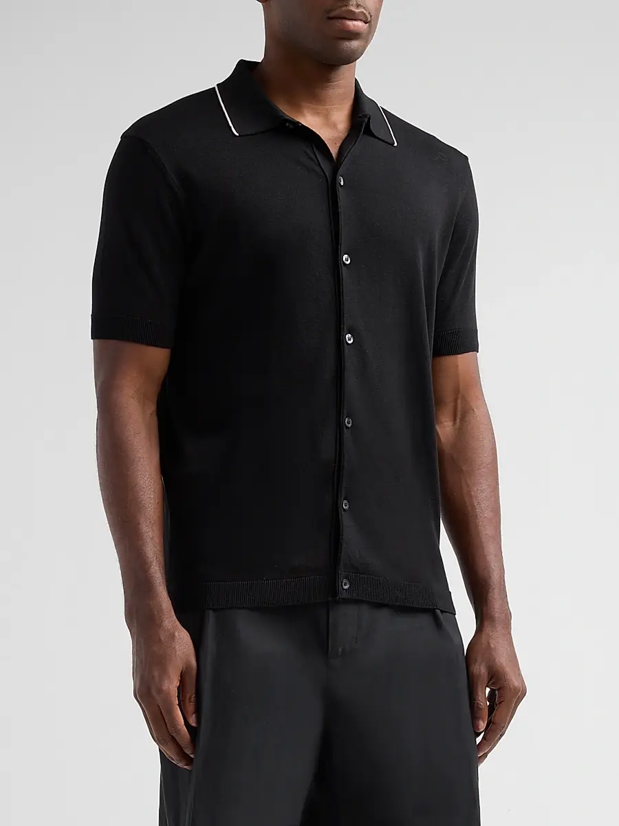 Saks Fifth Avenue Men's Cotton-Silk Knit Tipped-Collar Sweater | Thumbnail 4