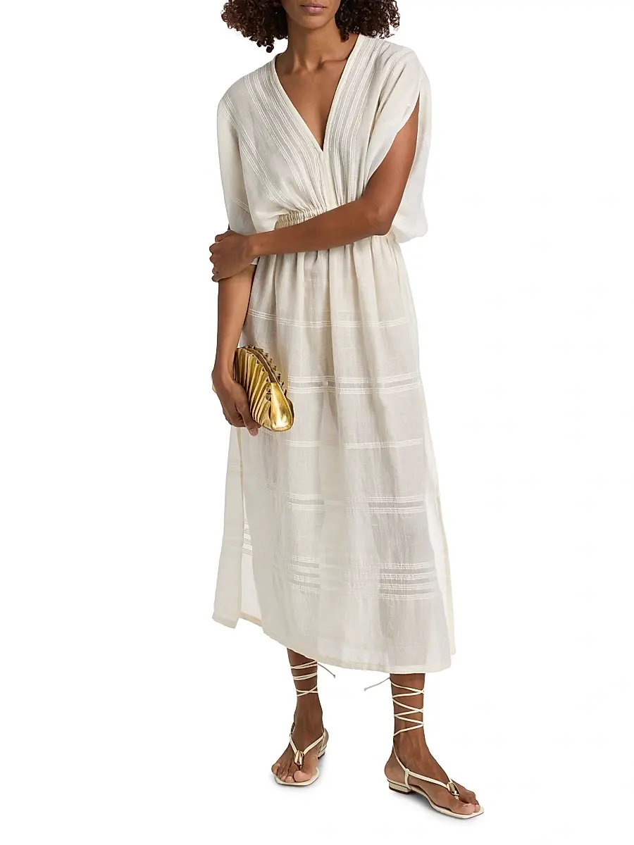Lemlem Women's Leila Striped Cotton Midi-Dress | Thumbnail 2 Lemlem Women's Leila Striped Cotton Midi-Dress | Thumbnail 2