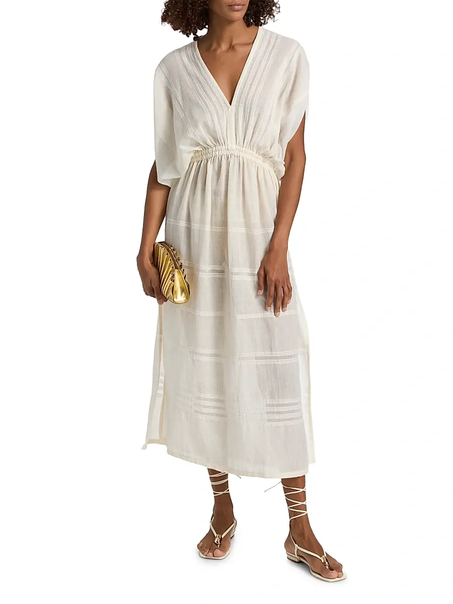 Lemlem Women's Leila Striped Cotton Midi-Dress | Thumbnail 3 Lemlem Women's Leila Striped Cotton Midi-Dress | Thumbnail 3