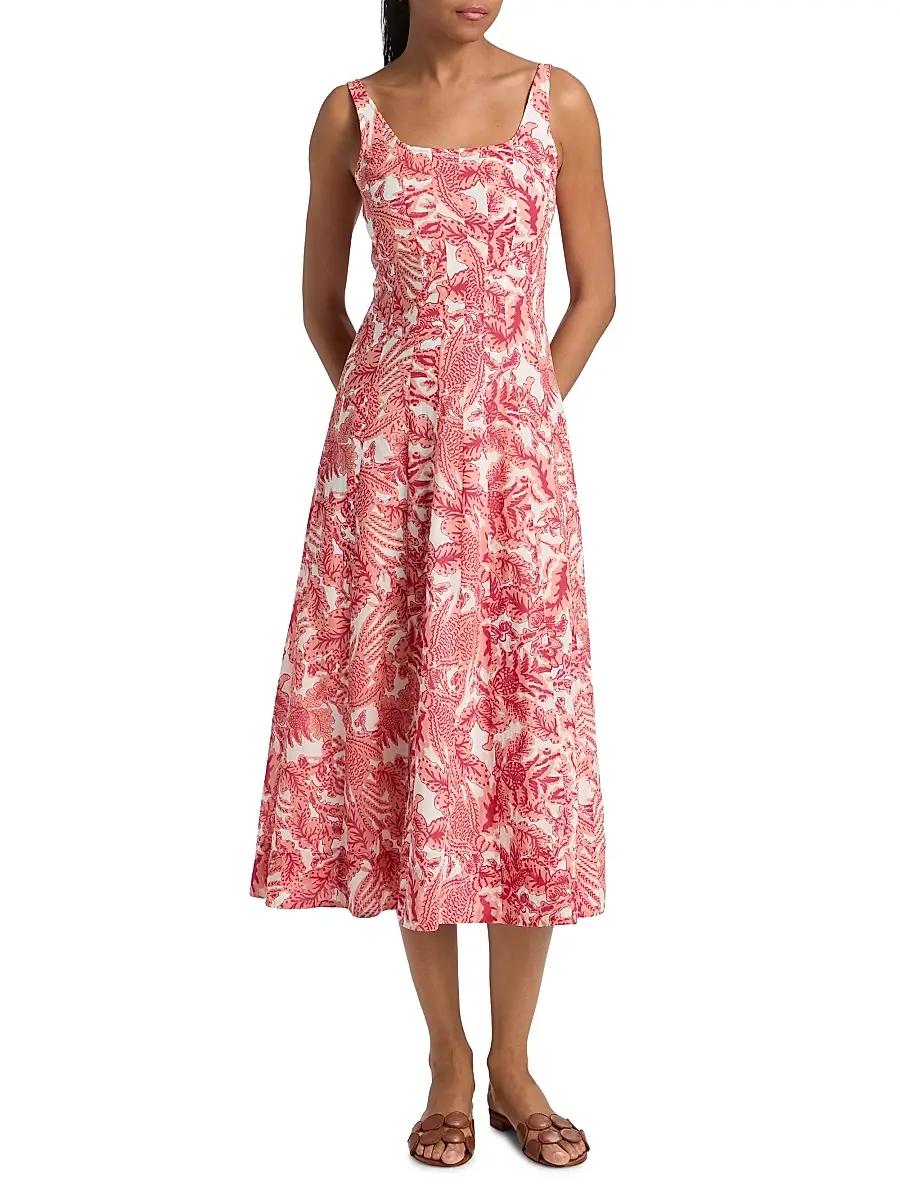 Ro's Garden Women's Camillie Floral Cotton Midi-Dress | Thumbnail 3 Ro's Garden Women's Camillie Floral Cotton Midi-Dress | Thumbnail 3