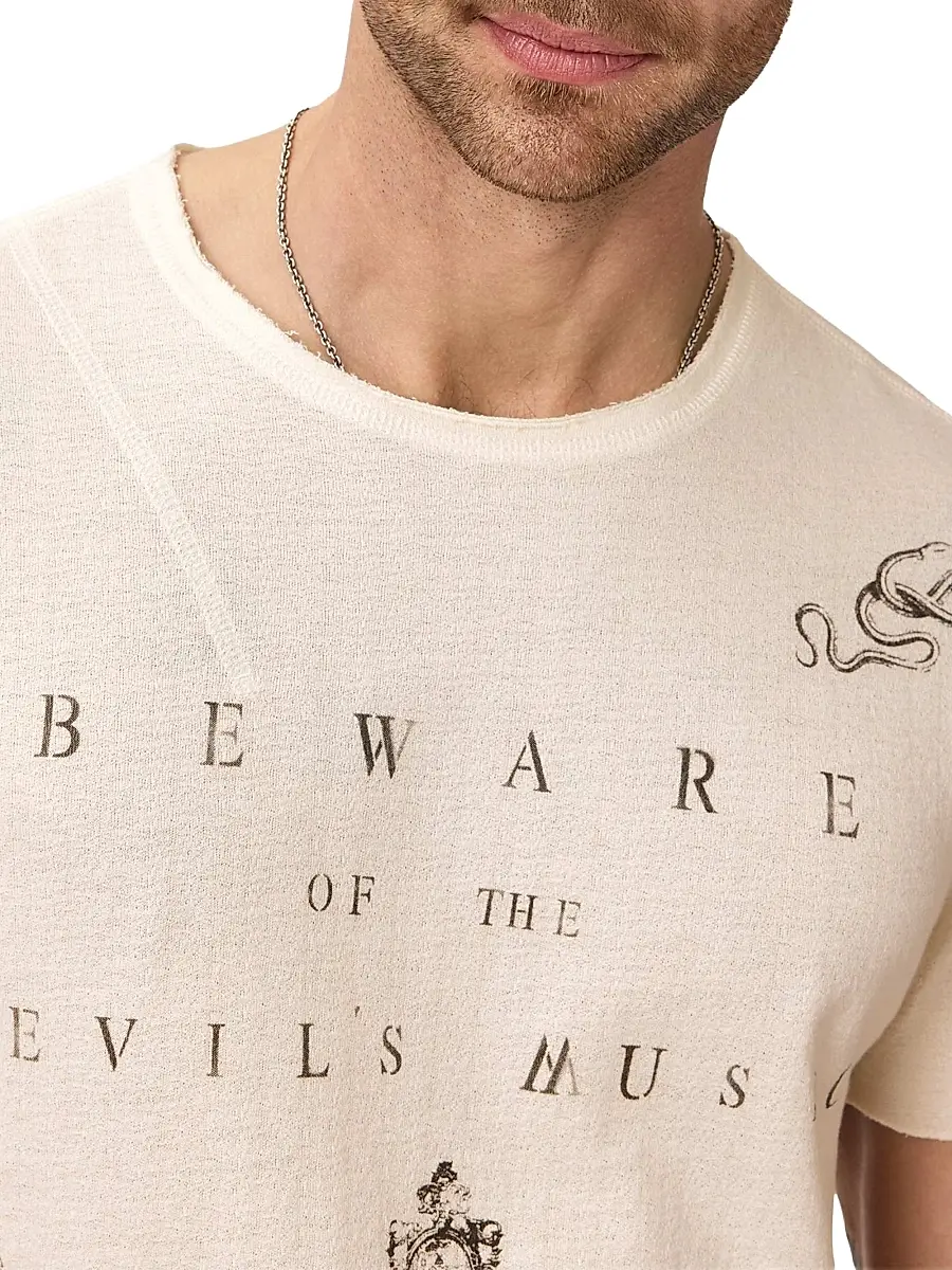 JOHN VARVATOS Men's Beware Raw-Edge Crewneck T-Shirt | Thumbnail 6
