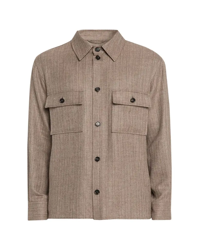 Loro Piana Men's Jim Wool and Linen Herringbone Overshirt | Image 1 Loro Piana Men's Jim Wool and Linen Herringbone Overshirt | Image 1