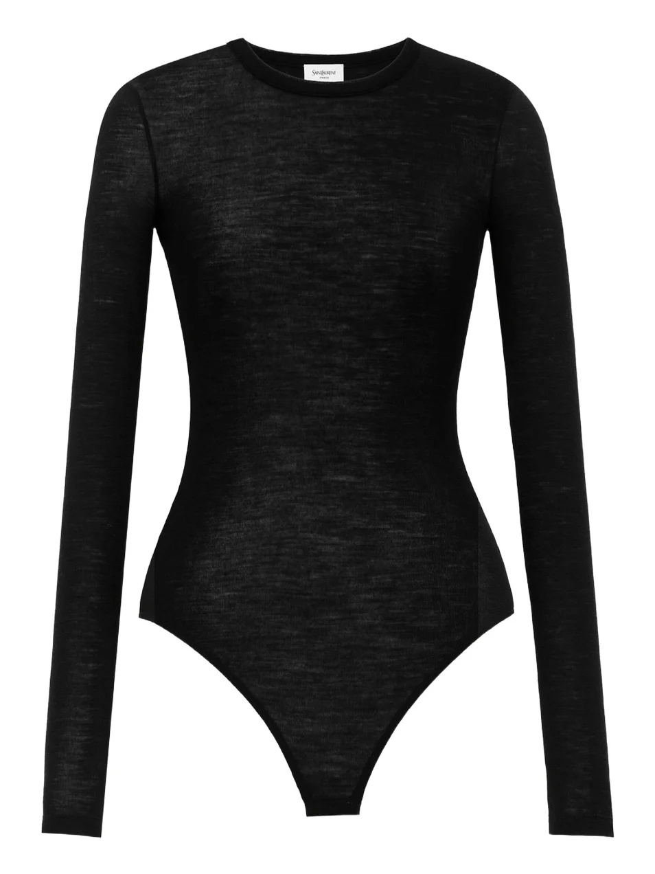 Women's Crewneck Bodysuit in Wool Jersey - Black Women's Crewneck Bodysuit in Wool Jersey - Black