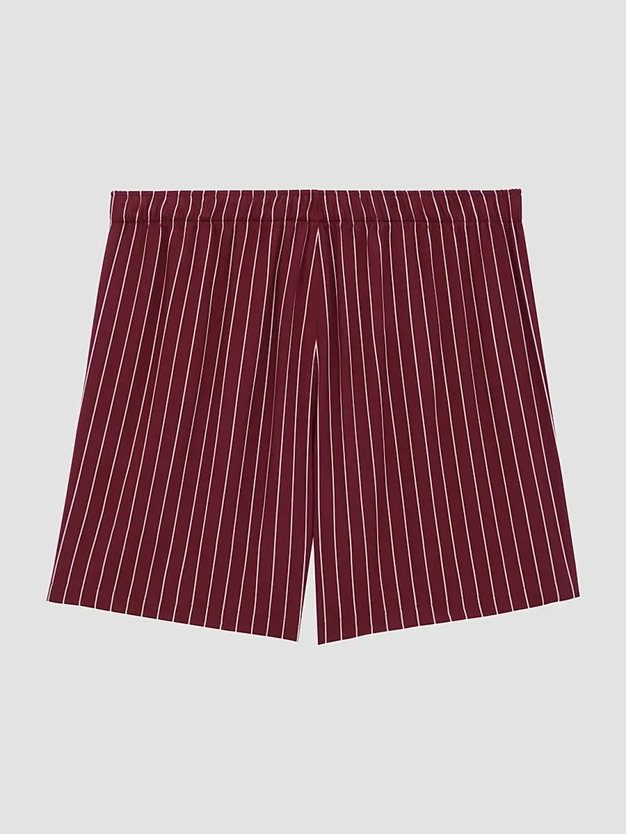 Saint Laurent Men's Cassandre Striped Shorts - Bordeaux | Thumbnail 2