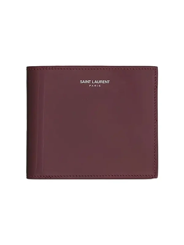 Saint Laurent Men's East-West Wallet in Patent Leather - Bordeaux