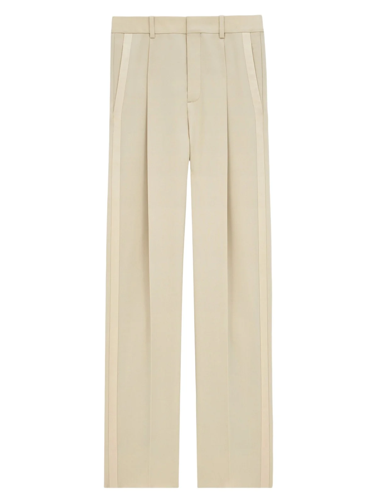 Saint Laurent Men's High-Waisted Pants in Light Wool - Beige