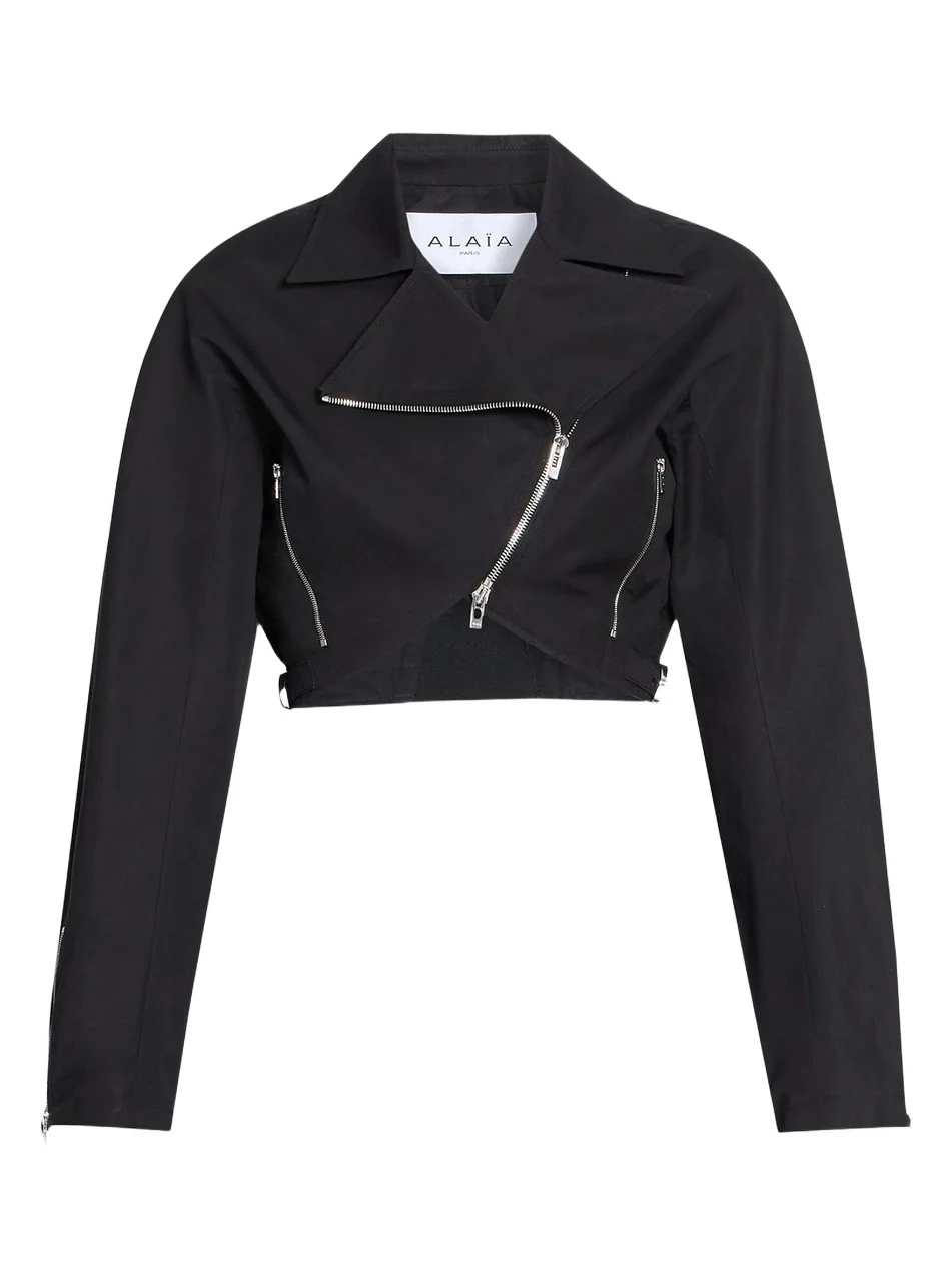 Women's Cotton Poplin Crop Biker Jacket Women's Cotton Poplin Crop Biker Jacket