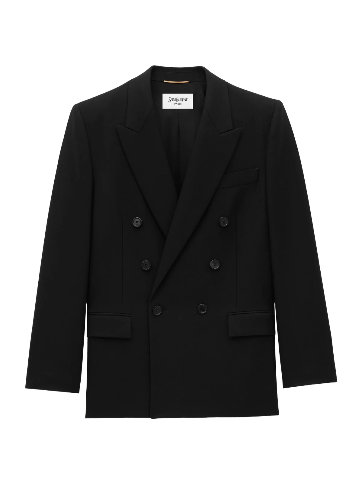 Women's Double-Breasted Jacket in Wool Gabardine - Black