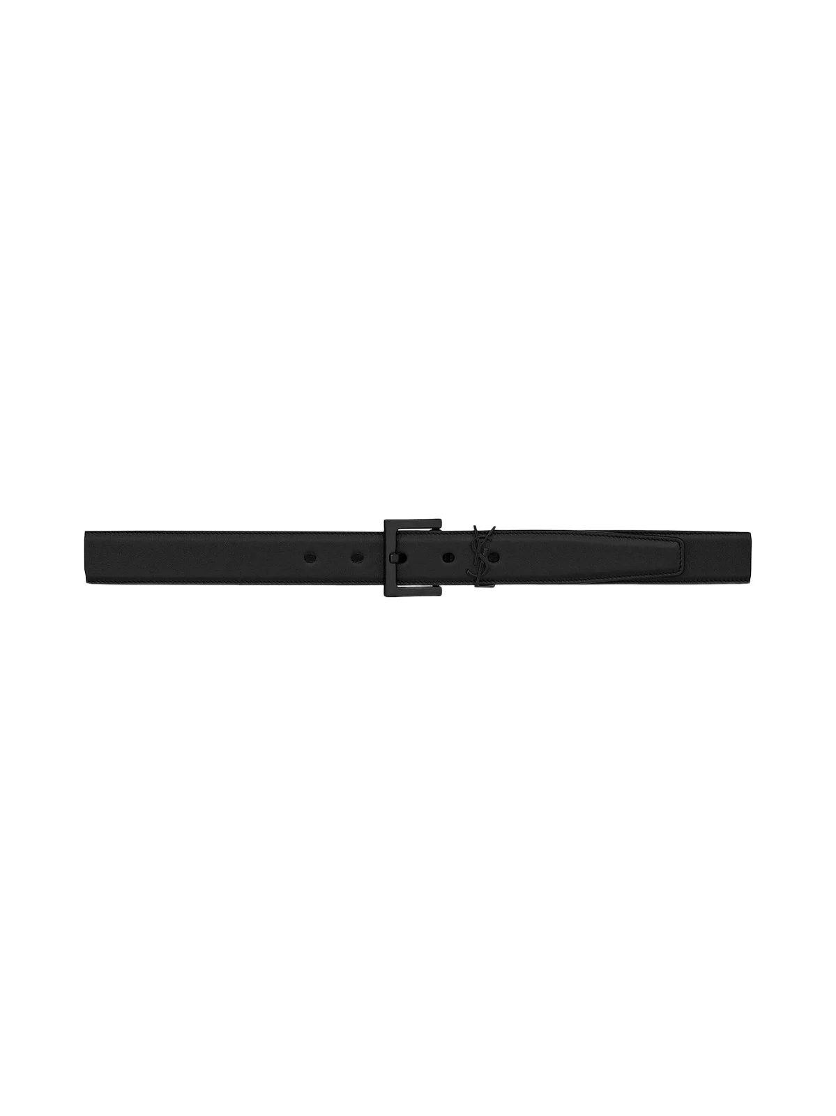 Saint Laurent Men's Cassandre Belt in Smooth Leather - Black