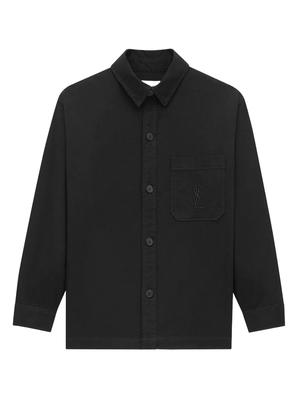 Saint Laurent Men's Cassandre Overshirt in Cotton Linen Gabardine