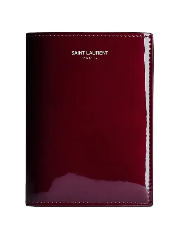 Men's Credit Card Wallet in Patent Leather - Bordeaux