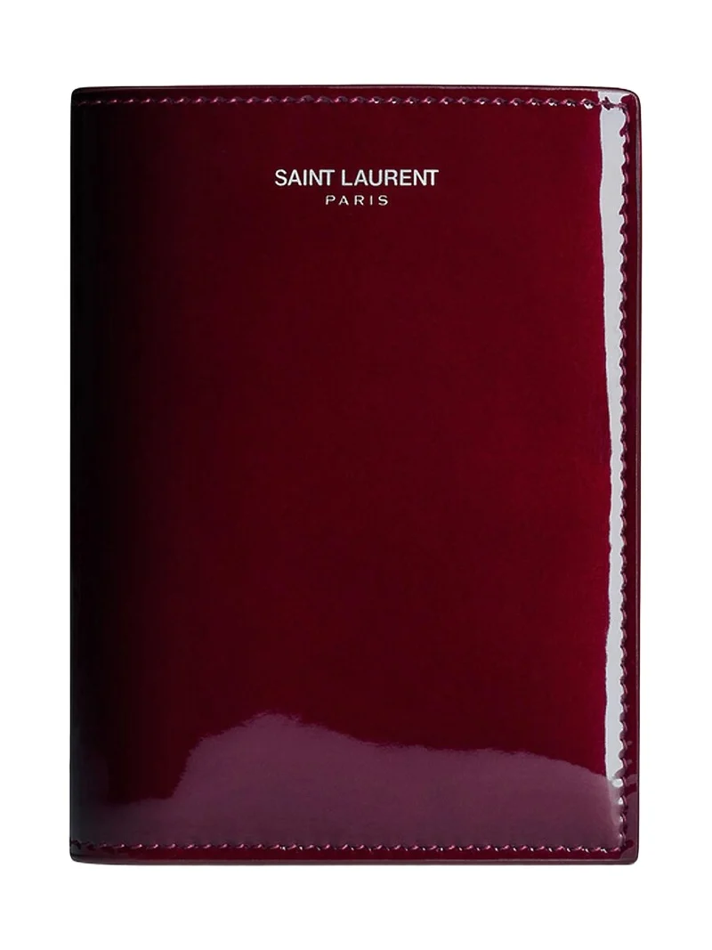 Saint Laurent Men's Credit Card Wallet in Patent Leather - Bordeaux