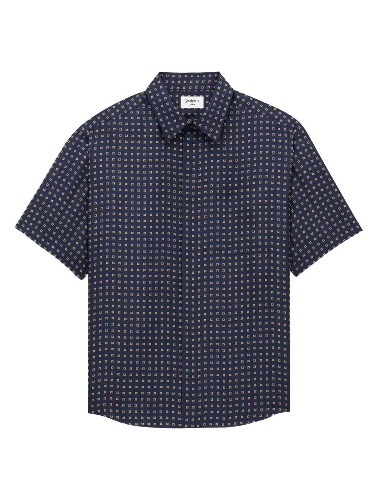 Saint Laurent Men's Shirt in Square Silk - Marine