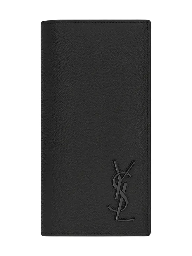 Saint Laurent Men's Cassandre Continental Wallet in Grain De Poudre Leather