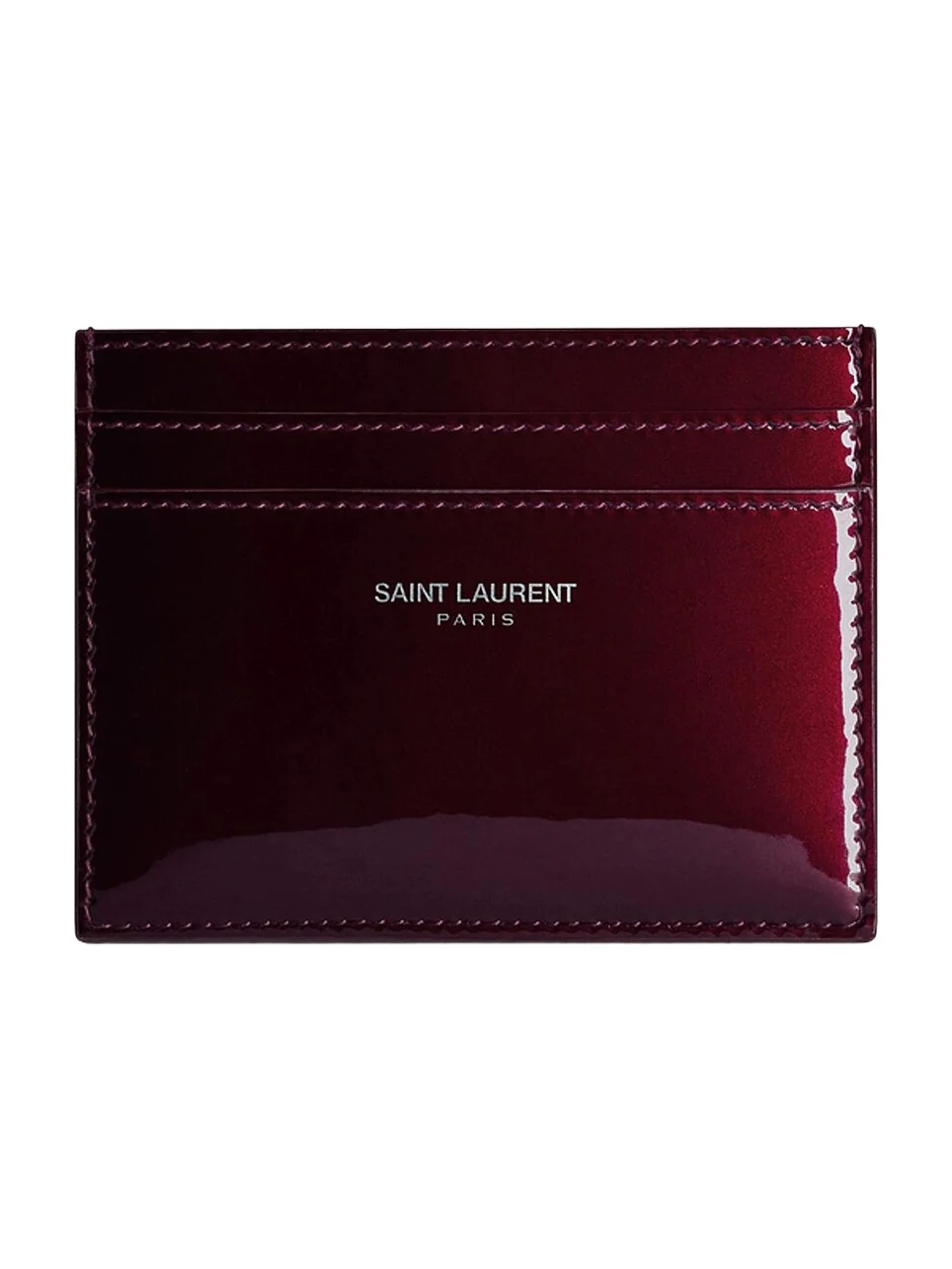 Saint Laurent Men's Card Case in Patent Leather - Bordeaux
