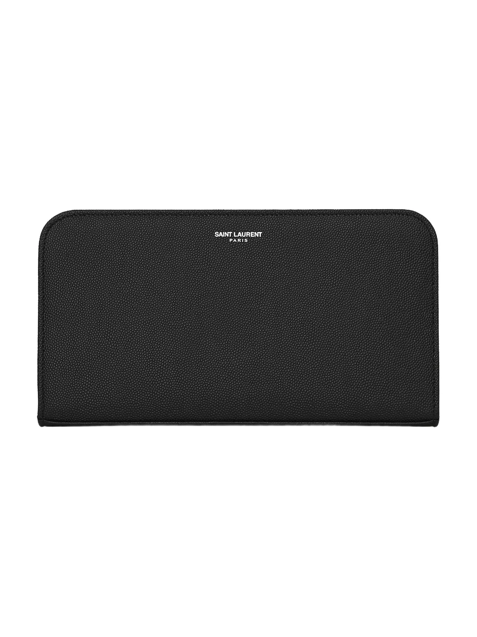 Saint Laurent Men's Zip Around Wallet in Grain De Poudre Embossed Leather