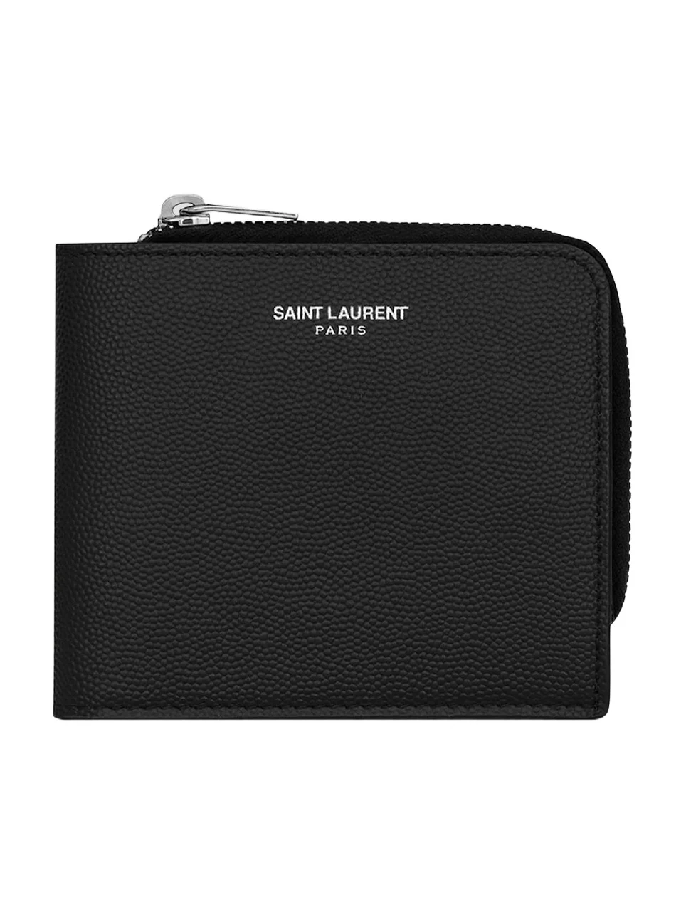 Saint Laurent Men's East-West Zip-Around Wallet in Grain De Poudre Leather