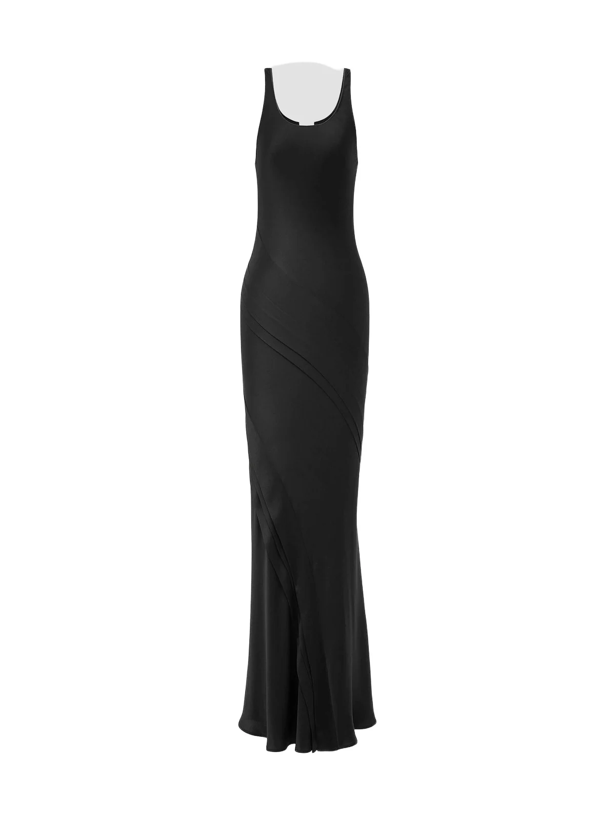 Saint Laurent Women's Long Tank Dress in Silk Satin - Black