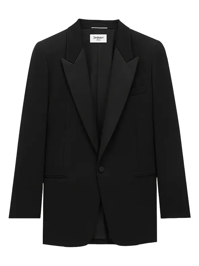 Men's Single-Breasted Tuxedo Jacket in Grain De Poudre Men's Single-Breasted Tuxedo Jacket in Grain De Poudre