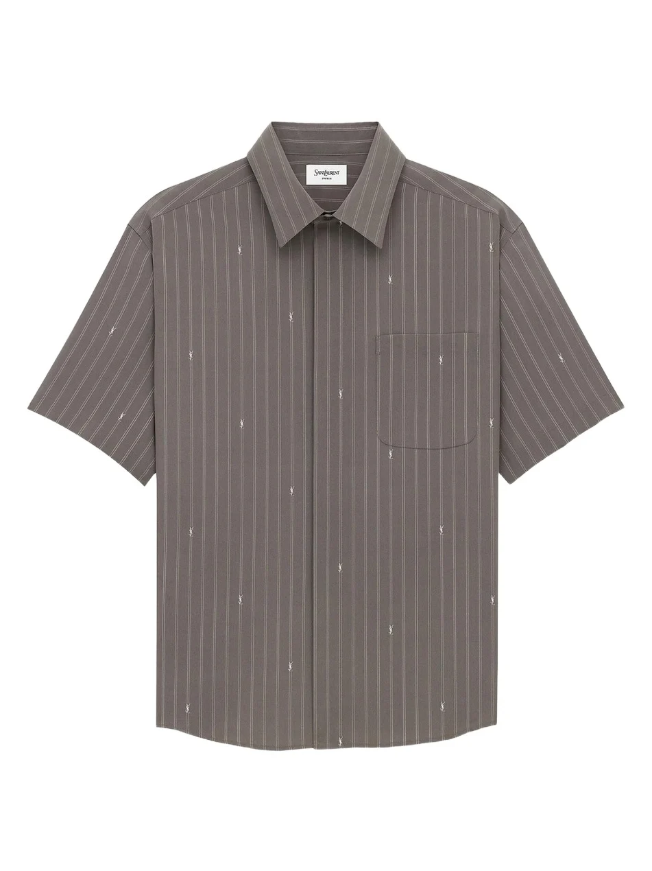 Men's Shirt in Cassandre Stripe Silk Crepe De Chine