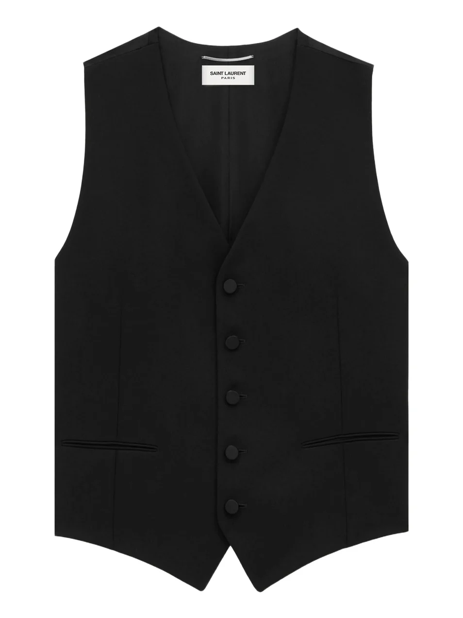 Saint Laurent Men's Cassandre Tuxedo Vest in Grain De Poudre