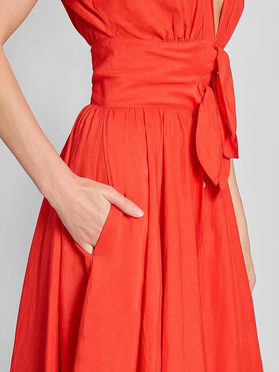 Alaïa Women's Plunging Knotted Linen-Blend Midi Dress | Thumbnail 5
