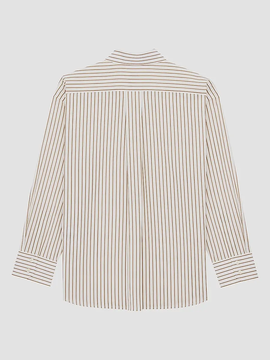 Saint Laurent Women's Cassandre Shirt in Striped Cotton Poplin | Thumbnail 2