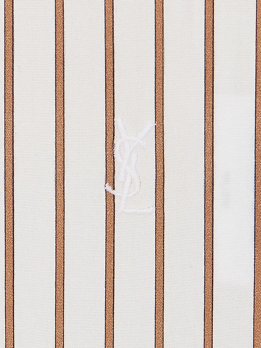 Saint Laurent Women's Cassandre Shirt in Striped Cotton Poplin | Thumbnail 3