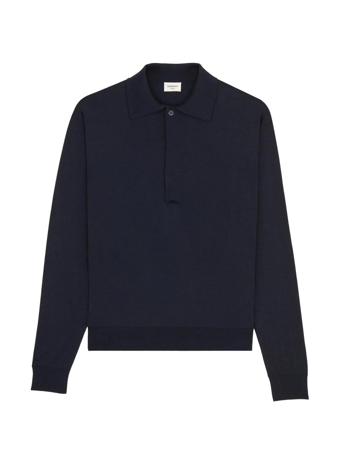 Saint Laurent Men's Polo Shirt in Silk and Cotton Knit - Bleu Nuit