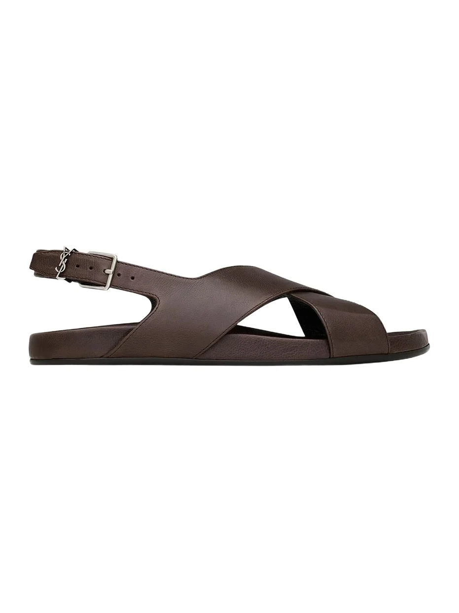 Men's Helios Sandals in Grained Leather - Paris Brown Men's Helios Sandals in Grained Leather - Paris Brown