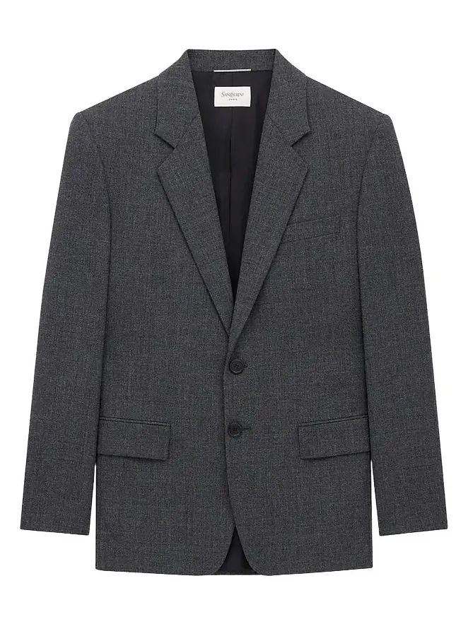 Men's Single-Breasted Jacket in Wool - Gris Chine