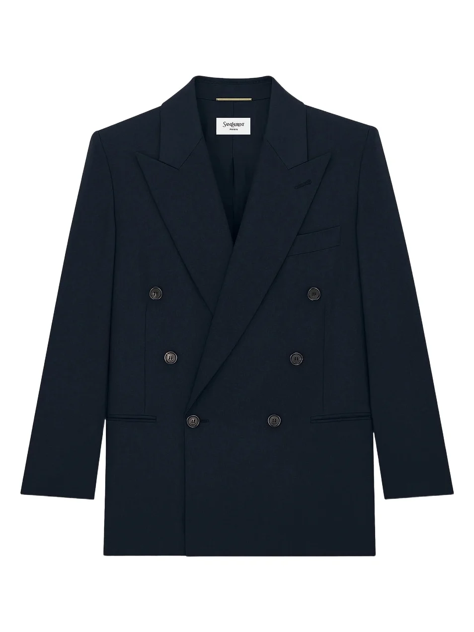 Saint Laurent Women's Double-Breasted Short Jacket in Wool Gabardine - Dark Navy