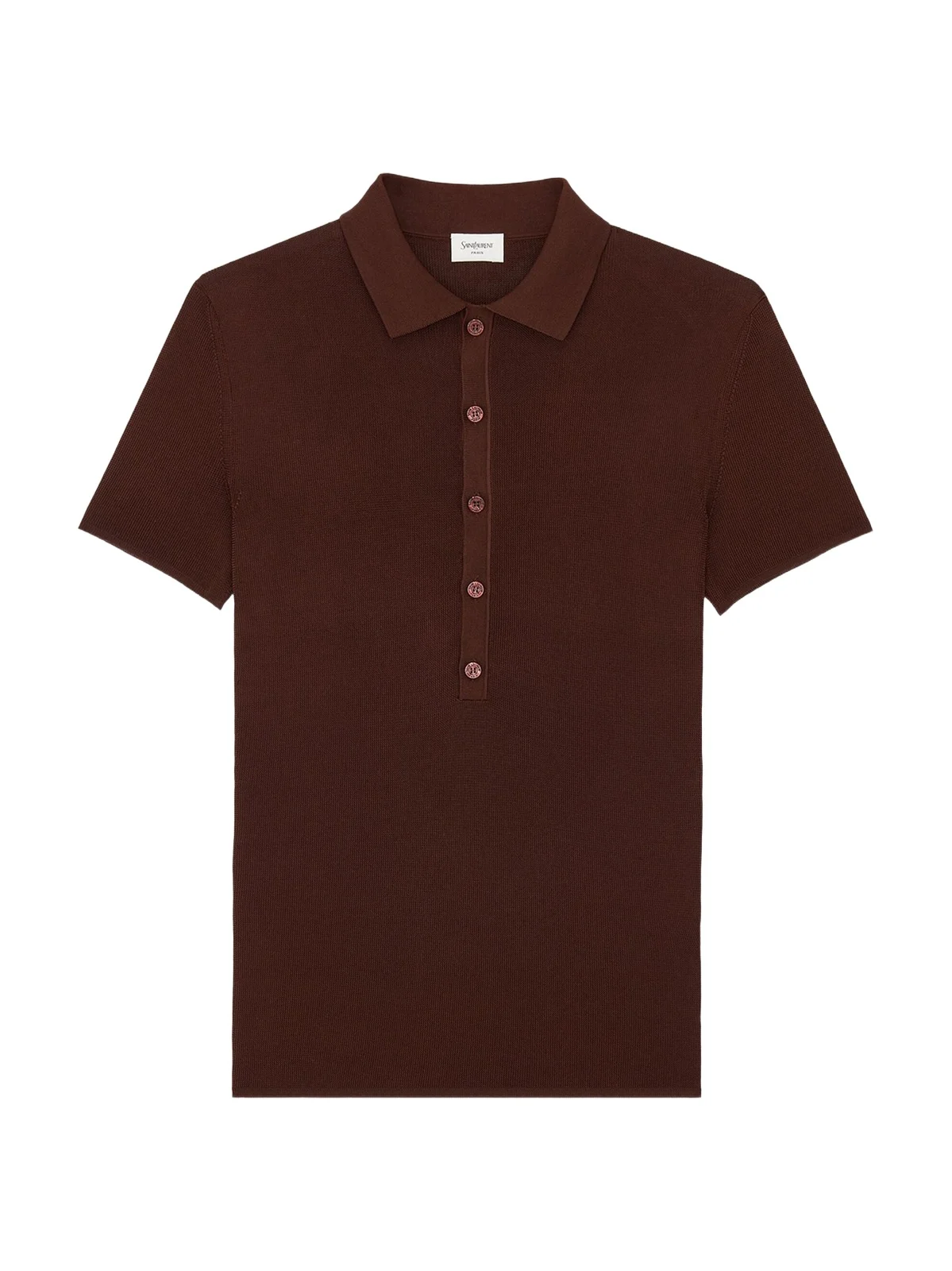 Saint Laurent Men's Polo Shirt in Seedstitch Silk - Chocolat