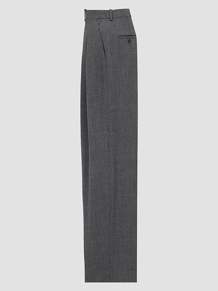Saint Laurent Women's Wide-Leg Pants in Wool - Gris Chine | Thumbnail 2