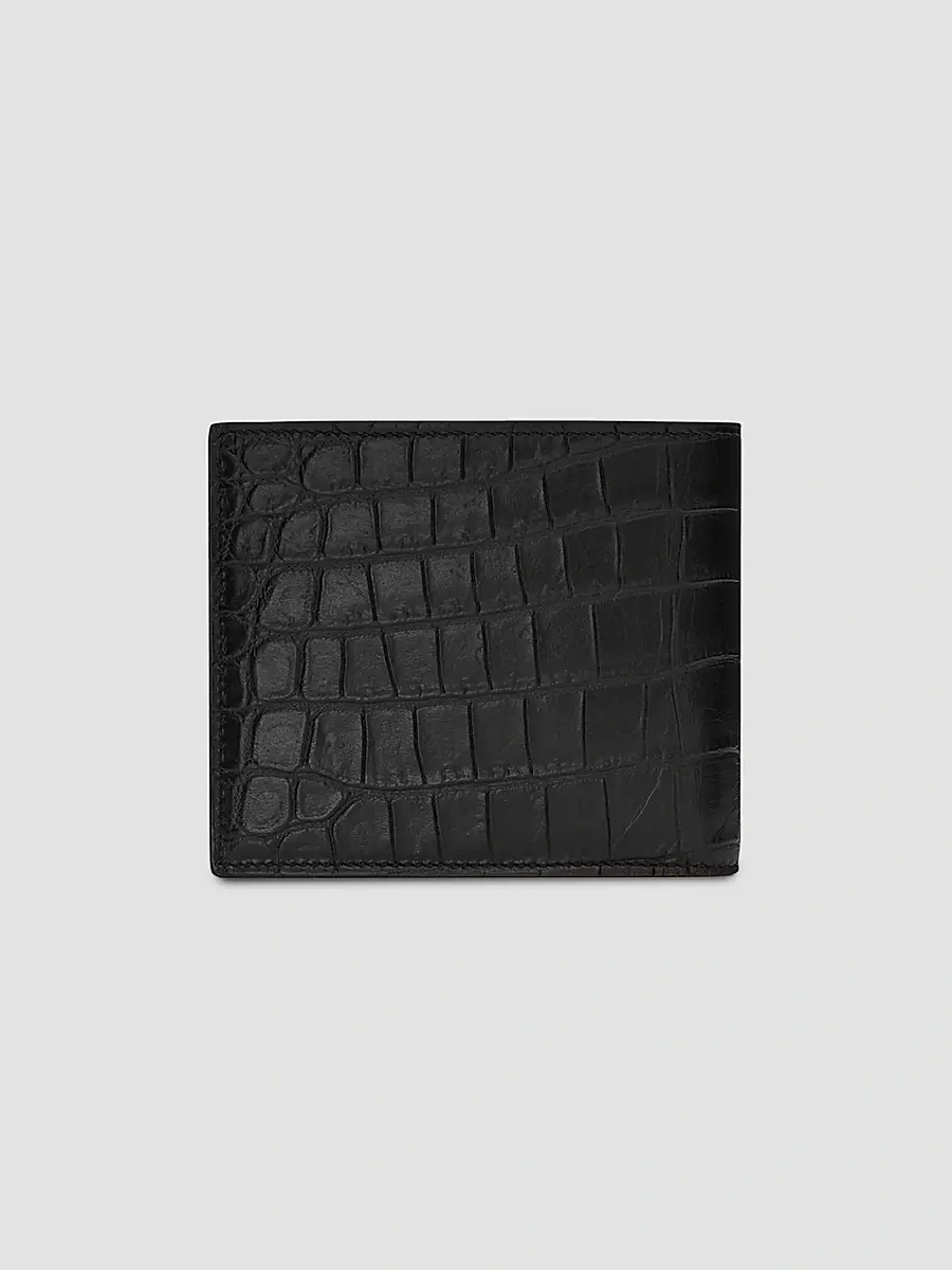 Saint Laurent Men's Tiny Cassandre East-West Wallet with Coin Purse - Black | Thumbnail 3 Saint Laurent Men's Tiny Cassandre East-West Wallet with Coin Purse - Black | Thumbnail 3