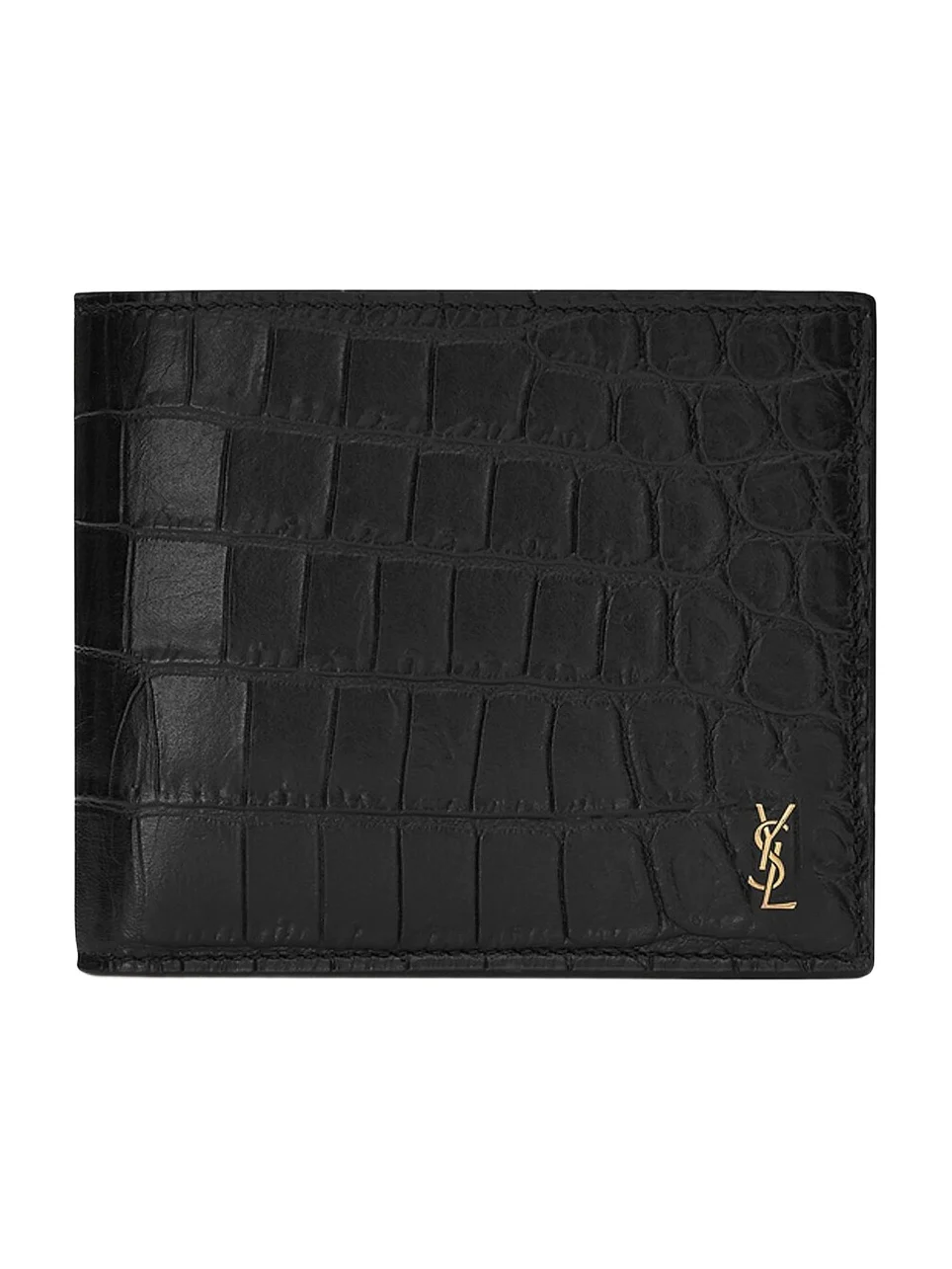 Saint Laurent Men's Tiny Cassandre East-West Wallet with Coin Purse - Black