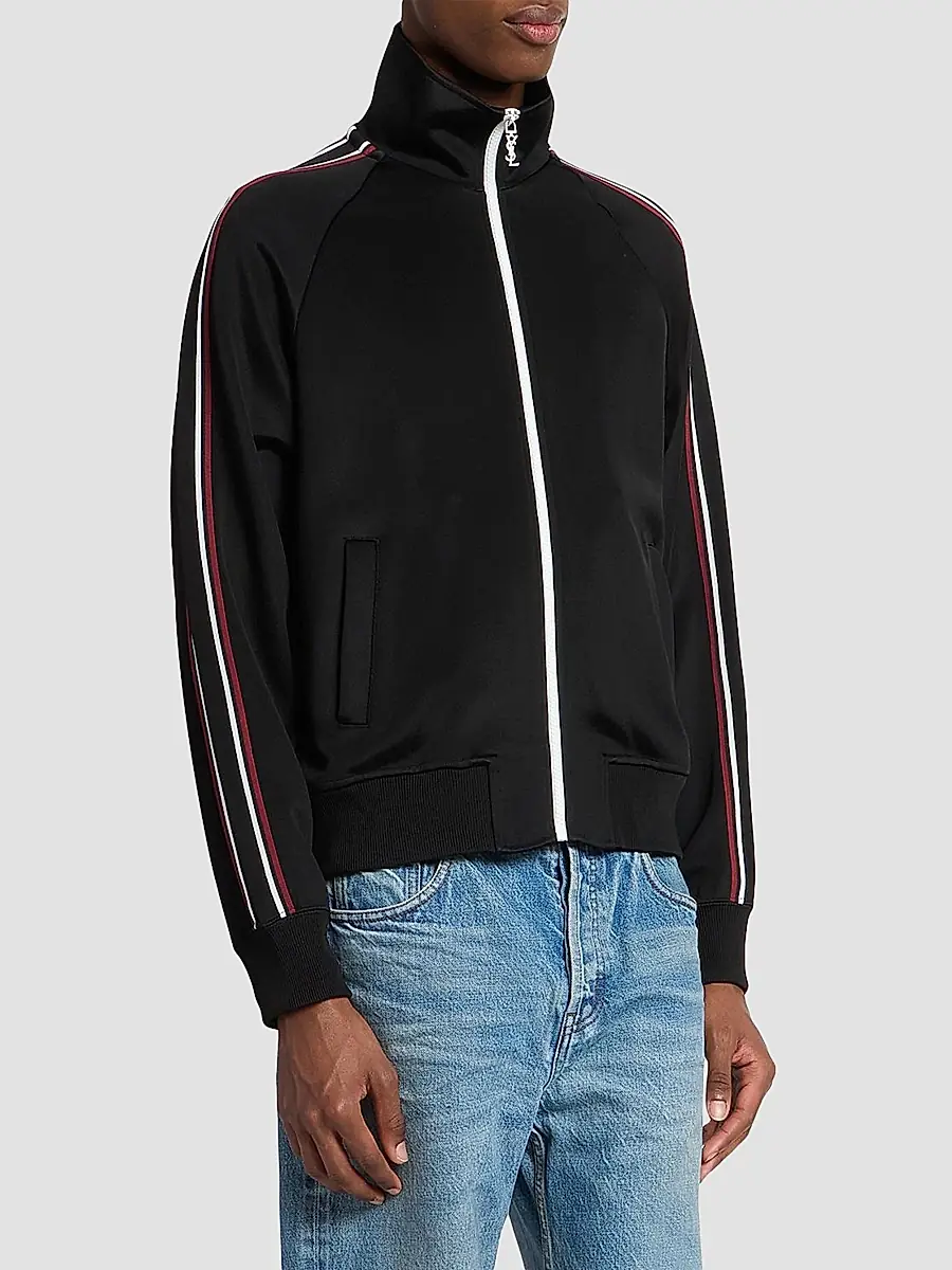 Saint Laurent Men's Cassandre Track Jacket in Jersey - Noir | Thumbnail 3