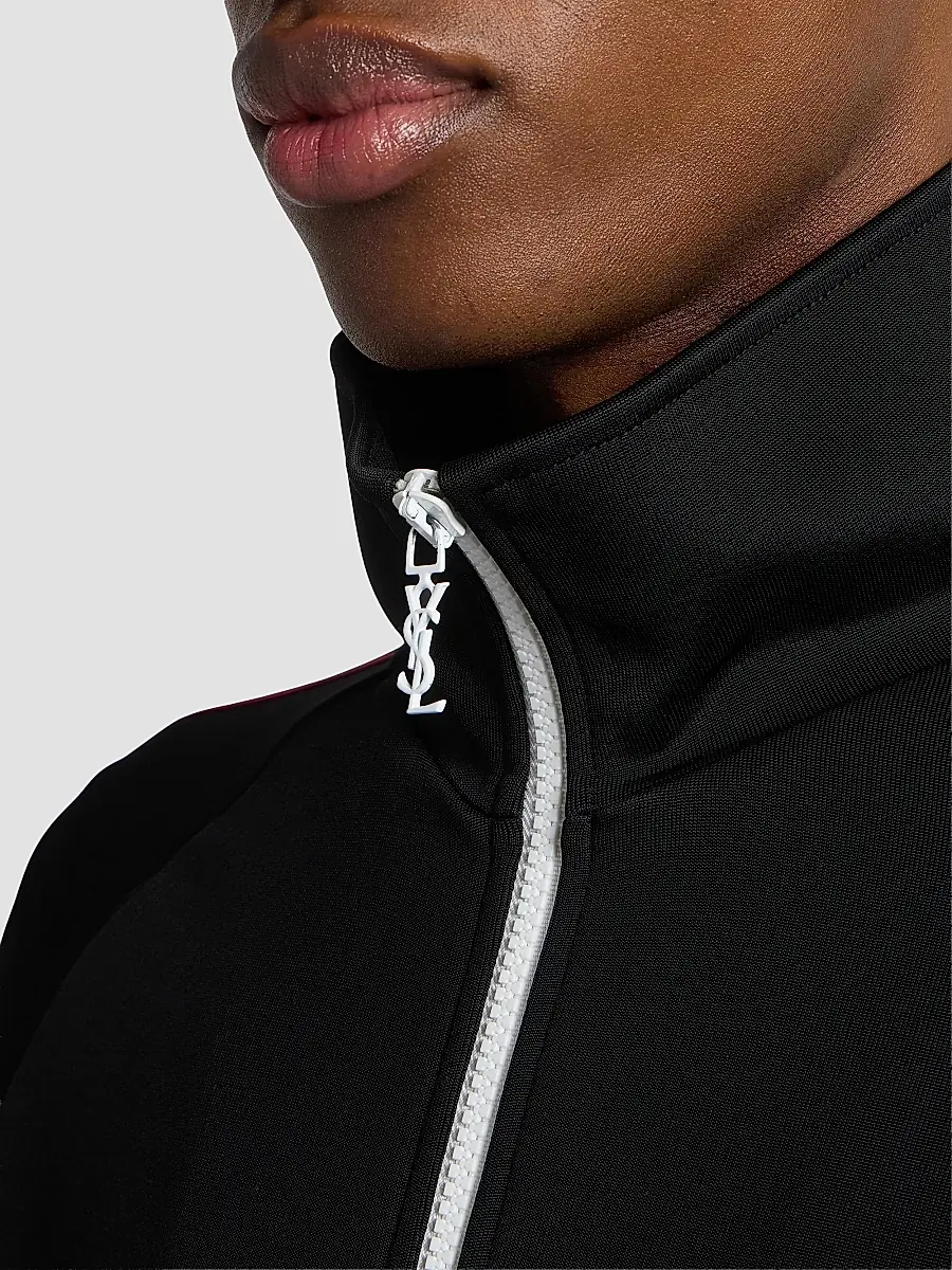 Saint Laurent Men's Cassandre Track Jacket in Jersey - Noir | Thumbnail 5