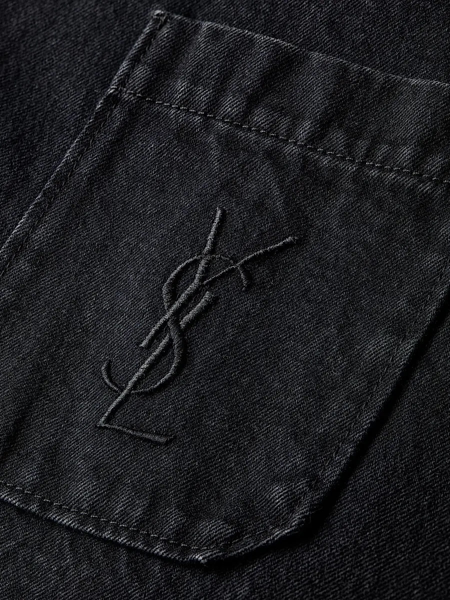Saint Laurent Men's Cassandre Overshirt in Cotton Linen Gabardine | Thumbnail 3 Saint Laurent Men's Cassandre Overshirt in Cotton Linen Gabardine | Thumbnail 3