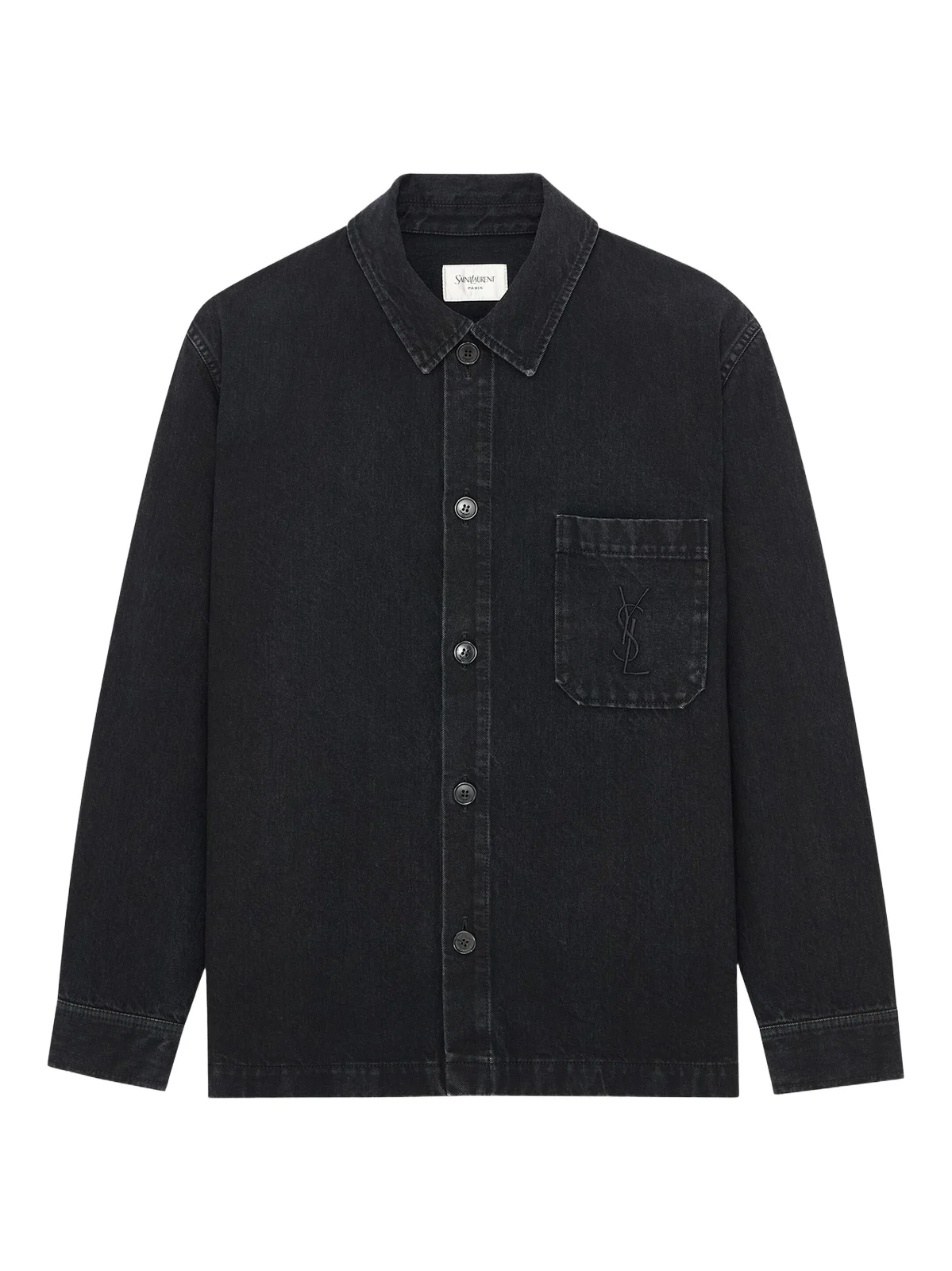 Saint Laurent Men's Cassandre Overshirt in Cotton Linen Gabardine