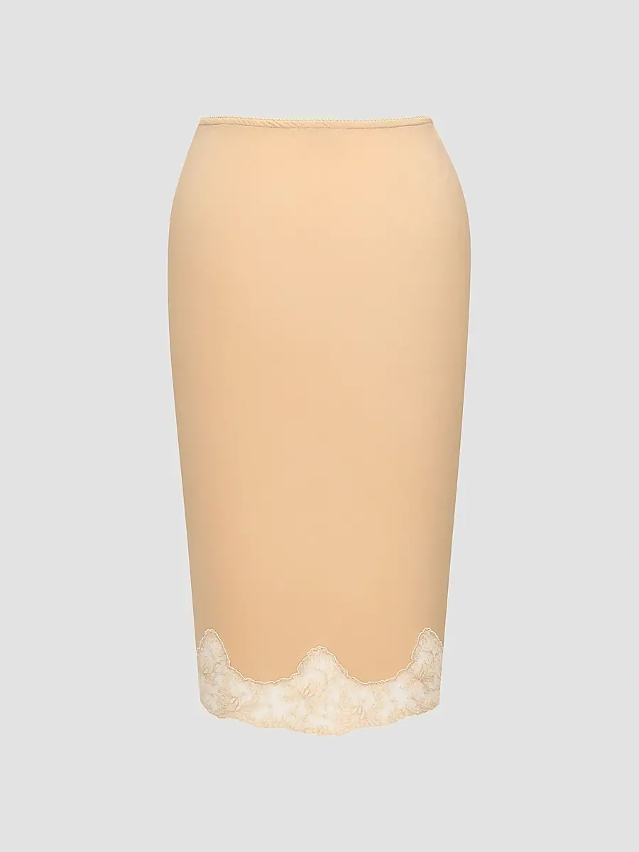 Saint Laurent Women's Laced Half-Slip Skirt in Silk Satin - Beige | Thumbnail 2 Saint Laurent Women's Laced Half-Slip Skirt in Silk Satin - Beige | Thumbnail 2