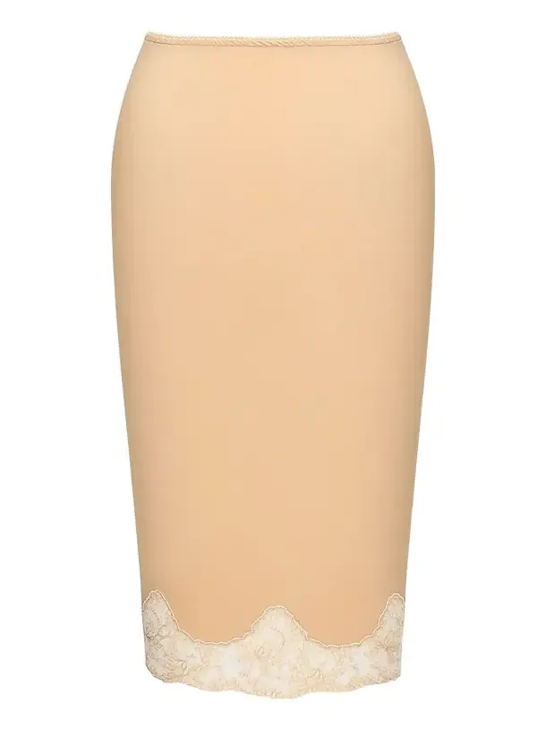 Women's Laced Half-Slip Skirt in Silk Satin - Beige Women's Laced Half-Slip Skirt in Silk Satin - Beige